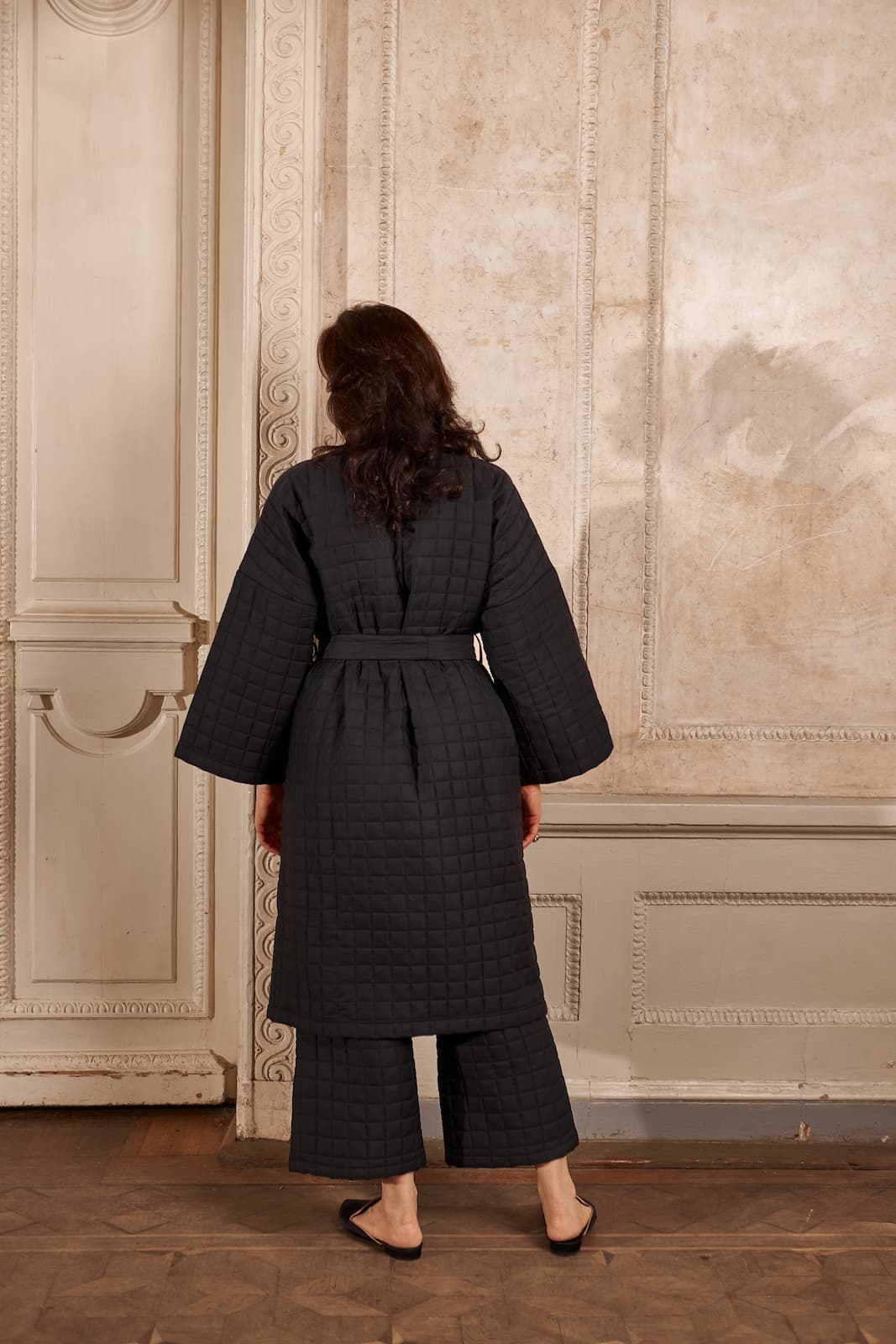 quilted kimono black стьобане кімоно  чорне 3